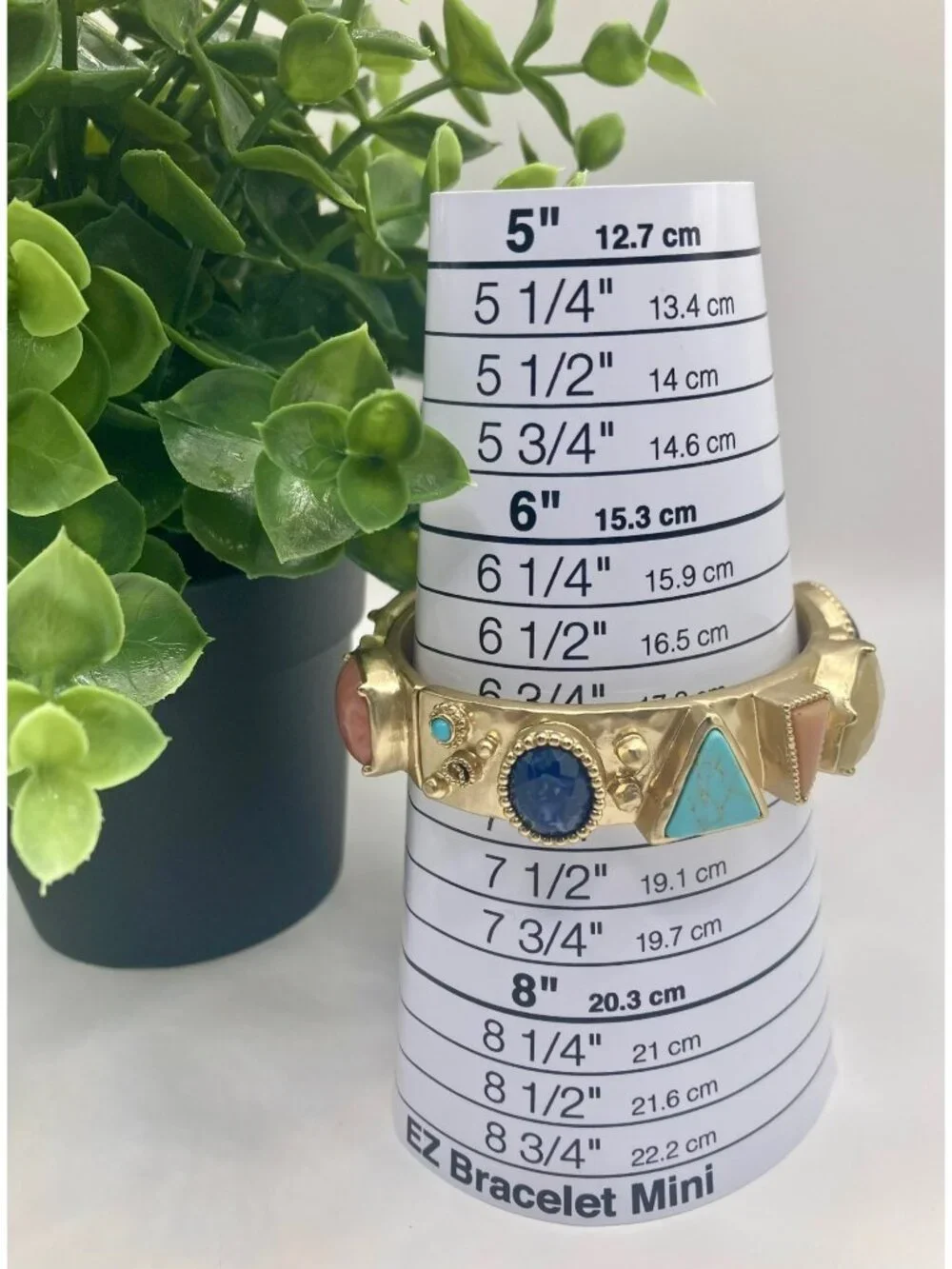 Chico's Geometric Gold-Tone Multicolor Gemstone Hinged Bangle Bracelet -39B